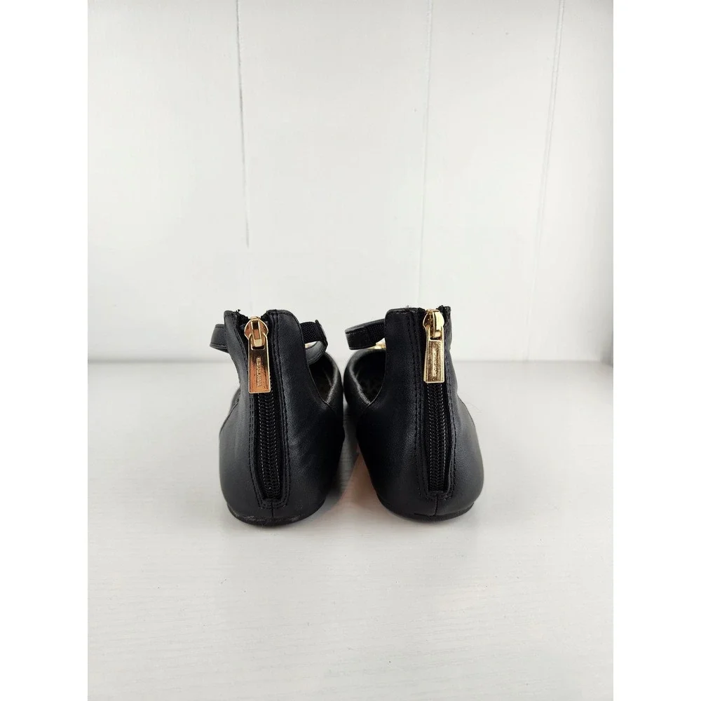 Michael Kors Girls Black Glitter Ankle Strap Ballet Flats MK100868C Size 5